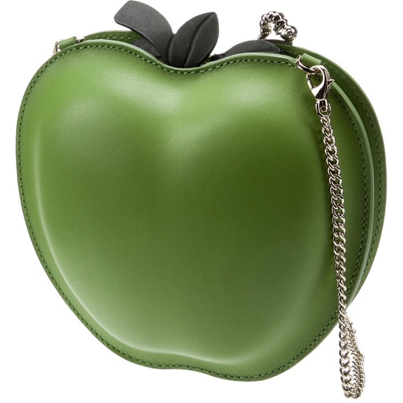 Kate Spade Novelty 3D Picnic Green Apple Worm Smooth Leather Crossbody Bag EUC - Picture 2 of 13